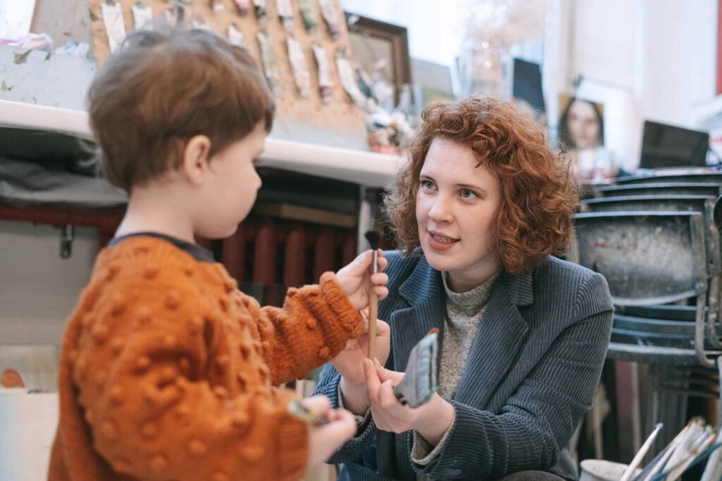 Parent helping child